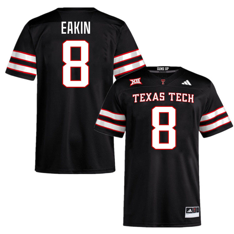 #8 Coy Eakin Texas Tech Red Raiders Jerseys College Football Uniforms Stitched-Black